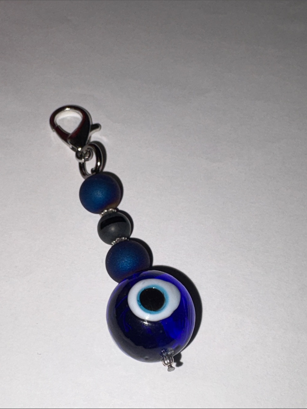 Hand Crafted Agate Crystal Glass Evil Eye Purse Charm Keychain - Picture 4 of 6